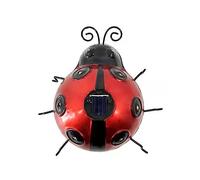 DINOWIN Solar Metal Ladybird Lights Lady Bug Lights Garden Wall Sculpture Cute Insect Ornaments Lawn Decor for Fence, Path, Garden (Red)