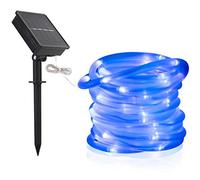 DINOWIN Solar Rope Lights, 100 LEDs 39ft/12M Waterproof Copper Wire Lights Tube, Outdoor Rope Lights for Garden Yard Path Fence Tree Wedding Party Decorative (Blue)