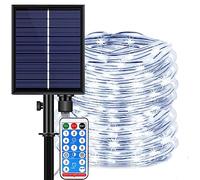 DINOWIN Solar Rope Lights Outdoor Garden 72Ft 200LED 8 Modes Waterproof Tube Light with Remote Fairy Decorative Lights for Backyard, Patio, Garden, Christmas (White)