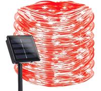 DINOWIN Solar Rope Lights Outdoor Garden Waterproof 16.4Ft 50 LED Tube Fairy Lights 8 Modes Decorative Lights for Patio Holiday Yard Home Wedding Party Festival Christmas (Red)