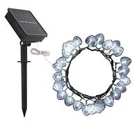 DINOWIN Solar String Lights, 20ft 30LED Heart Light Garden Patio String Lights,Waterproof Indoor/Outdoor String Light 8 Modes Mood Lighting Decorative for Wedding Party Home Xmas Tree (White)