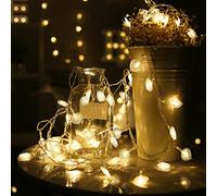 DINOWIN Valentine Heart String Light Indoor LED Fairy Lights Battery-Operated Heart Shaped Romantic Decoration for Bedroom Anniversary Wedding Party Christmas Tree (20LED)