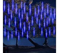 DINOWIN Waterproof Solar Garden Lights - 30cm, 10 Tubes, 360LEDs Falling Raindrop Lights - Blue, Perfect for Holiday, Party, Wedding & Christmas Decoration