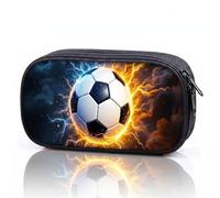 DINSAGE Pencil Case for Boys,Black Football School Pencil Cases, Large Capacity Special Pencilcase with Zipper, Gaming Aesthetic Pencils Box for Kids with Compartments,Back to School Plain Supplies