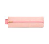 DINSAGE Pink Pencil Case with Elastic Book Band, Slim Pencil Case Small Pencil Pouch for Notebook, Portable Pen Case with Zip for School Office College (Pink)