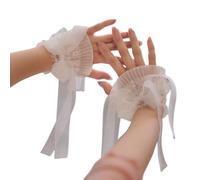 DINSOAVR Arm Sleeve,Fairy Wrist Cuffs Detachable Elegant Wristband Flared Tulle Ruffled False Bowknot Cuffs Sweater Wristband