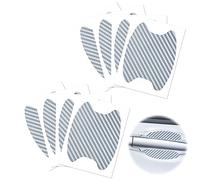 DINSONG Car Door Handle Protectors Film Set, 8 Pieces Carbon Fiber Recesses Cup Protector Stickers, Universal 3D Handle Recess Protection Cover Guard Film Stickers (Silver)