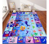 DINSUMRUG ABC Kids Rug for Playroom 200×150 CM Ocean Rug Baby Play Mat Alphabet Mat Sea Animal Number Shape Classroom Kids Playroom Carpet Early Learning Carpet for Preschool Toddlers