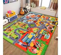 DINSUMRUG Kids Carpet Playmat Rug, Car Play Mat Carpet, Extra Non-Slip Traffic Road Rug for Kids, City Map Educational Car Mat for Playroom Boys Bedroom Classroom (200X150 CM, Four Season)