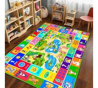 DINSUMRUG Kids Rug for Playroom, Baby Playmat with Alphabet, Month, Weather, W nd Shapes ABC Educational Rug, Play Carpet for Bedroom Classroom (200X150 CM, Zoo)