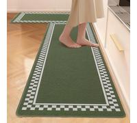 Dintszyayue Green Kitchen Rugs Sets of 2 Farmhouse Non Slip Anti Fatigue Standing Mat Waterproof Cushioned Rug for Laundry Office 17"X30"+17"X48"