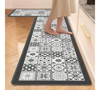 Dintszyayue Kitchen Rugs Sets of 2 Anti Fatigue Padded Standing Mats Non Slip Waterproof Kitchen Decor for Laundry Desk Bar Grey 17"X30"+17"X48"