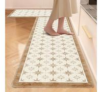 Dintszyayue Kitchen Rugs Sets of 2 Boho Ceramic Anti Fatigue Non Slip Memory Foam Mats for Floor for Laundry Desk Bar Khaki 17"X30"+17"X59"