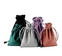 DINYAO 5pcs Small 5 Colors Mixed Gift Fabric Cloth Bag Package Drawstring Pouch Jewelry Velvet bags for Wedding, Party, Candy Bags, 6.2x7.8 Inches(5 Colors)