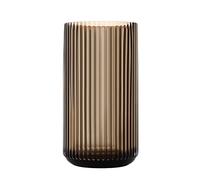 Dinyeo Large Cylinder Ribbed Brown Glass Flower Vase for Farmhouse Dining Table Centerpieces Decor