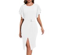 DinyIn Women's Peplum Off The Shoulder Party Cocktail Midi Dresses, 11white, L