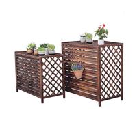 DIOB Air Conditioner Fence Screen Solid Wood Flower Rack Outdoor Condenser Protective Cover Wooden Air Conditioner Cover For Outside Units,Shutters Conditioning Cover For Outside Unit