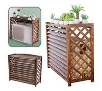 DIOB Wooden Air Conditioning Cover, Outdoor Plant Display Rack, Wooden Air Conditioner Fence Screen, Flower Stand Louvered, Top Deepened Planter For Outside Units/Hide Air Con(Size:86x35x80cm)