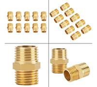 Dioche 1/4 Airline Fittings 10 Pcs 1/4 BSP Brass Pipe Hex Nipple Fitting Quick Adapter - Durable & Versatile Connectors for Air, Fuel, & Water Pipes