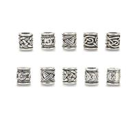 Dioche 10Pcs Viking Beard Beads Dreadlock Tube Beads Pendant Hair Accessories Hair Braiding Tool Fashion Exquisite Home DIY Men Friends Hairdressing Salon