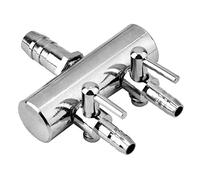 Dioche 12 Inch a Stainless Steel Aquarium Fish Tank Air Splitter Control Valve - 8mm to 4mm - 4 Way, Durable and Precise Adjustment for Optimal Oxygen Aeration (8 to 4mm two-hole splitter head)