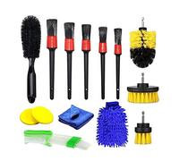Dioche 14PCS Car Detailing Brush Kit - Complete Auto Detailing Set with Microfiber Mitt & Drill Brushes for Interior & Exterior Car Care
