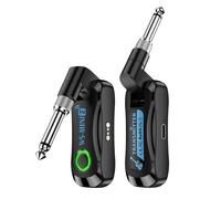 Dioche 2.4G Wireless Guitar System Rechargeable Portable High Definition Audio Transmitter Receiver Set with Magnetic Charging Case for Electric Acoustic Guitar Players Black