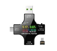 Dioche 2-in-1 Type C USB Tester with IPS LCD Color Screen - Digital Multimeter for Voltage & Current Monitoring, Includes OTG Connector - Mini USB Power Meter for Fast Charging Devices (with BT)