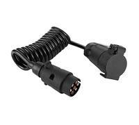 Dioche 2m Spring Cable Cord 7Pin Trailer Plug Socket Adapter - Connection for Caravans, RVs, Trailers - Reliable and Efficient 7- Wiring