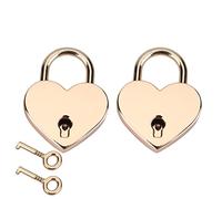 Dioche 2pcs GoldeHeart-Shaped Metal Padlock and Skull Key Set - Two Uniquely Designed Security Locks, Suitable for Luggage, Diaries, and Jewelry Boxes. Classic and Elegant, The Perfect
