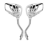 Dioche 2pcs Motorcycle Chromed Rearview Mirrors - 8mm/10mm Thread - Skeleton Skull Design - Plastic Housing - Universal Fit for Most Bikes