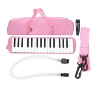 Dioche 32 Key Beginner Melodica By IRIN - Compact Wind Musical Instrument with Safe Plastic Construction and Cornet Mouthpiece for Music Training - Black (Pink)