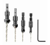 Dioche 4pcs Countersink Drill Bit Set with Adjustable Tapered Drill Bits & Mini Hex Wrench | High-Speed Steel and Carbon Steel Woods Drilling Tool | Quick Change Hex Shank | Perfect for