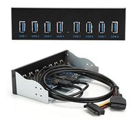 Dioche 5.25 Enclosure PC USB3.0 8-Port Front Panel Hub for PC - Optical Drive Extension Adapter with Enhanced Power Supply for USB Devices