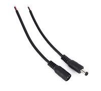 Dioche 5 5mm X 5 Pair .5x2.1mm Male Female DC Power Drum Plug Jack Connector Cable Wire - Essential for LED Strips, CCTV, and Digital Devices, 150mm Length, Easy Installation (Black)