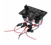 Dioche 5 Gang LED Toggle Switch Panel with Digital Voltmeter for RV, Car, Motorboat - Universal, Red (Red)