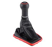 Dioche 5 Speed Car Gear Shift Knob with Gaiter Boot Kit for MK4 1999-2004 | Durable Black Synthetic Leather & Red Edge | Easy Installation Replacement Gearstick