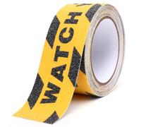 Dioche 5M Watch Your Step Sticker | PVC Safety Grip Tape with Quartz Sand Surface | Non-Slip Mind The Step Sign for Indoor/Outdoor Use | Watch Your Step Warning Tape for Stairs, Floors, Ladders