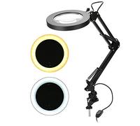 Dioche 5X Magnifying Table Lamp, USB LED Desk Lamp with Adjustable Swivel Arm, Black