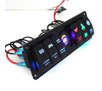 Dioche 6 Gang Toggle Rocker Switch Panel with Colorful LED Voltmeter for RV, Car, Marine, Boat - DC 12V 20A & DC 24V 10A