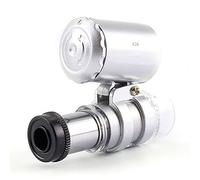 Dioche 60X Pocket Microscope Jewelry Magnifier Loupe Glass LED UV Light Mini Handheld Microscope with PU Leather Pouch for Inspecting Gems Coins Stamps Electronics