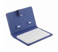 Dioche 7" Key BoaUniversal Wireless Keyboard Flip Case with Stand for, IOS Phones - Lightweight PU Leather Cover, Compatible with 4.5''-6.8'' Phones (Blue)