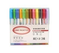 Dioche 8 Colors Double Line Coloring Markers 2.0mm Tip - Vibrant Outline Pens for Scrapbooking, Art & Crafting - Non-, Quick Drying, Great for Kids & Adults (12 pens)
