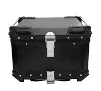 Dioche Alloy Rear Case Motorcycle Top Box 55L Aluminum Alloy Arrow Storage Case, Weather Rear Storage with Reflective Stickers & Lock for Helmet Luggage (Black)
