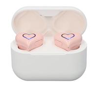 Dioche Audífonos Heart Shaped Wireless Earbuds Cute Stylish Design with HIFI Stereo Sound Built-in Mic 5.3 Wireless Headphones and Charging Case with Color Gradient Light (Pink)