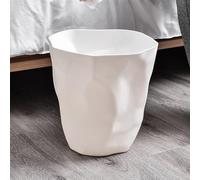 Dioche Bathroom Trash Can, Waste Basket For Bedroom Small Plastic Garbage Trash Can, Irregular Creased Open Top Bin Garbage Bin For Powder Room, Kitchen, Craft Room, Office (White)