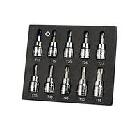 Dioche Bit Socket Set, 10-Piece 3/8-Inch Drive, | Chrome Steel, Automotive and Motorcycle Repair, Lawn Equipment, 3/8-inch Fit, T10 to T55
