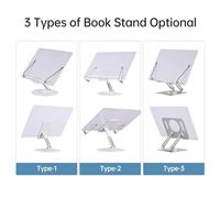 Dioche Book Stand, Cookbook 360° Rotating Desktop Book Stand - Ergonomic Adjustable Holder for Cookbook, Textbook, Journal/Publication, Laptop & Tablet - Space Saving Foldable Design (Type 2)
