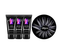 Dioche Builder Gel Nail Extensions, 3 X 30ml Gel, 48 Pieces | Shiny Finish, Durable , Transparent and Pink Shades, Professional Use, Acrylic Manicure Compatibility