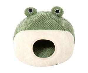 Dioche Cat Bed Plush Cute Cat Cave Bed with Removable Cushion Pillow - Plush Tent House for Indoor Cats - Cozy & Secure Kitten Hideaway - Super Size Green 3D (#1)